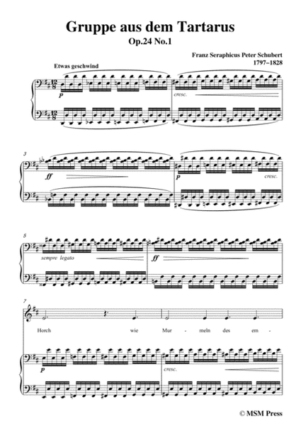 Schubert-Gruppe aus dem Tartarus,Op.24 No.1,in D Major,for Voice&Piano image number null