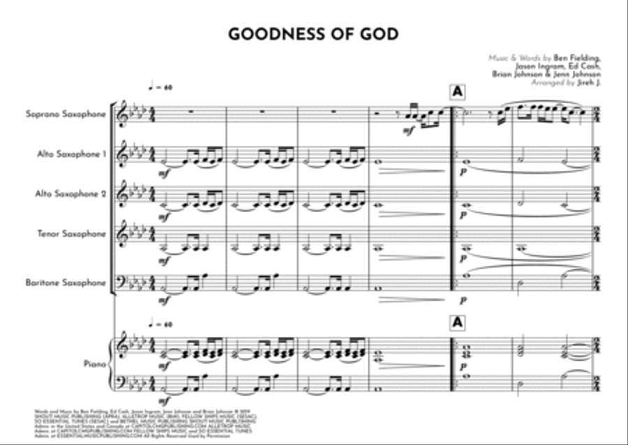 Goodness Of God Goodness Of God Saxophone Quintet scores gallery preview page 2