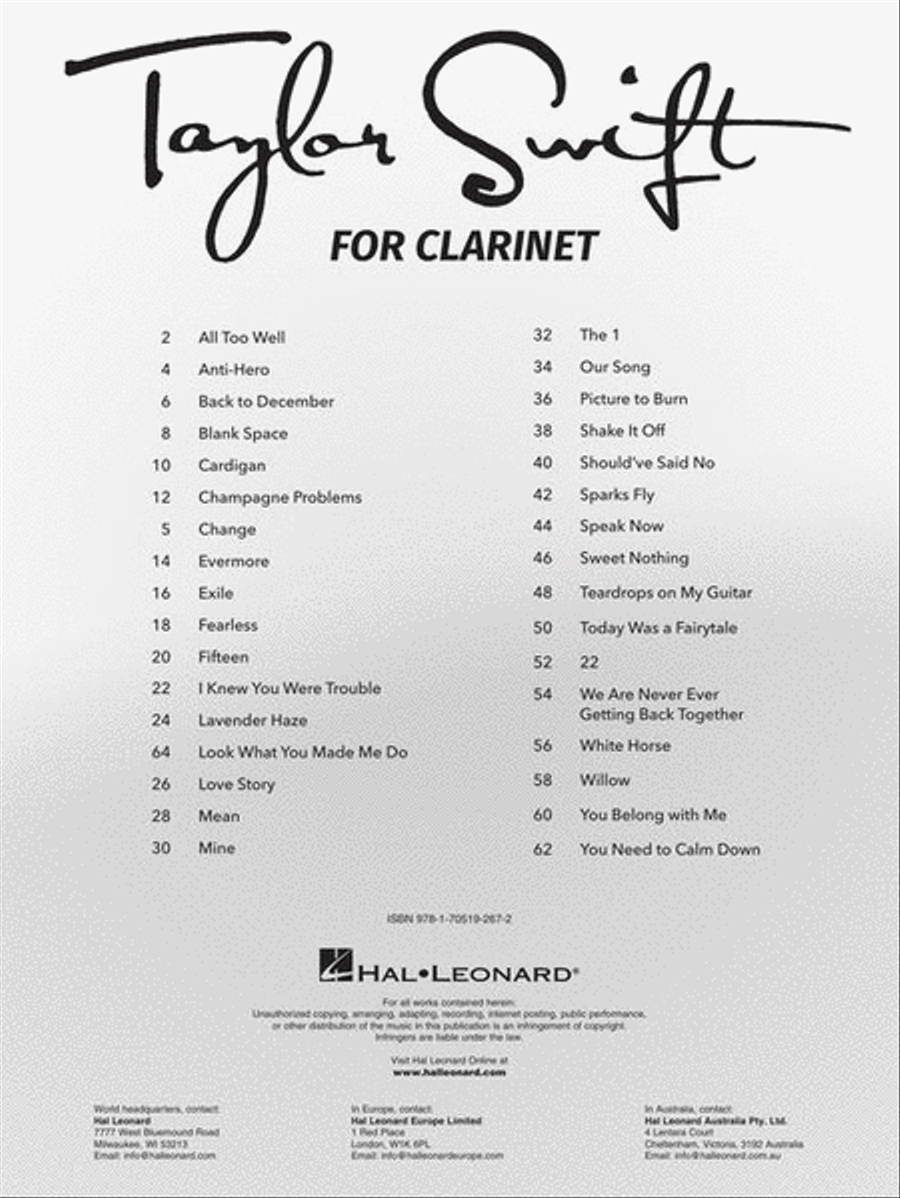 Taylor Swift Taylor Swift Clarinet Solo scores gallery preview page 3