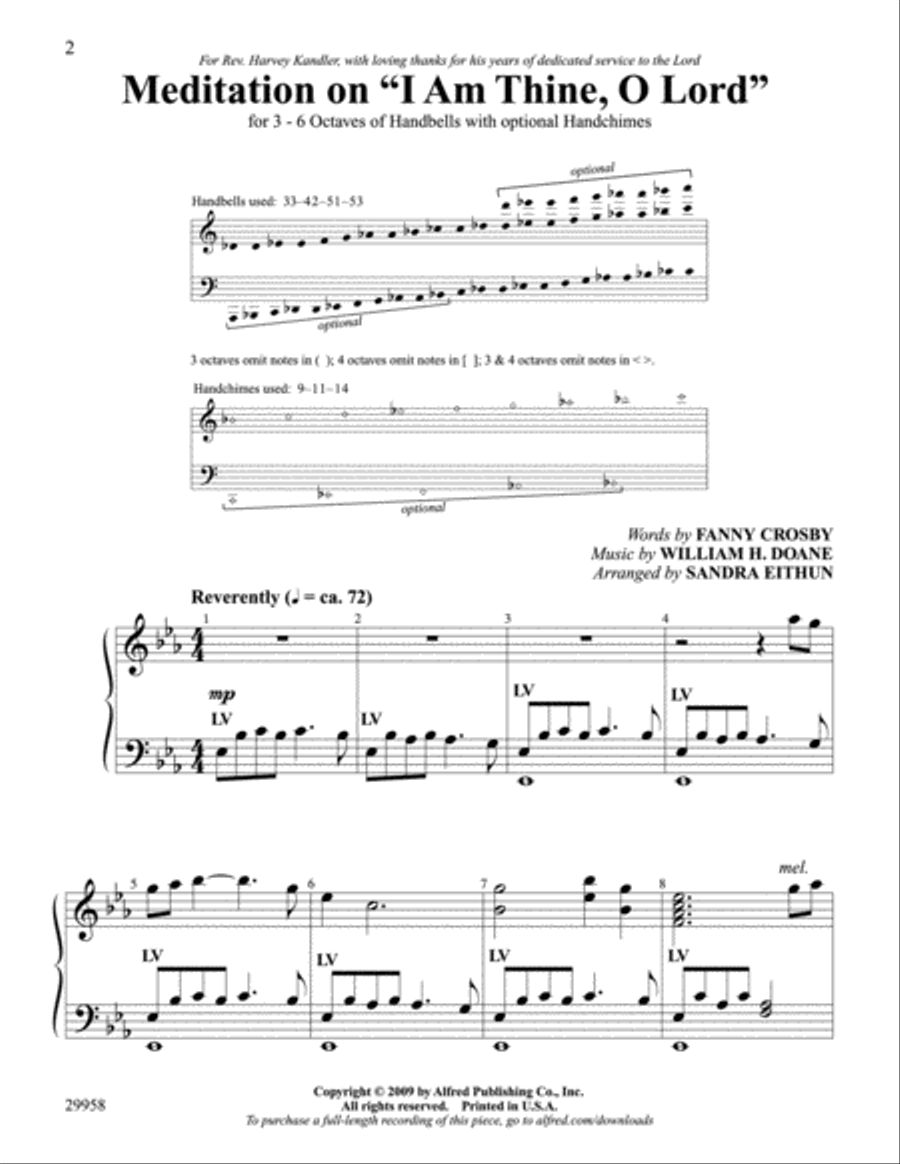 Meditation on I Am Thine, O Lord Handbell Choir scores gallery preview page 2