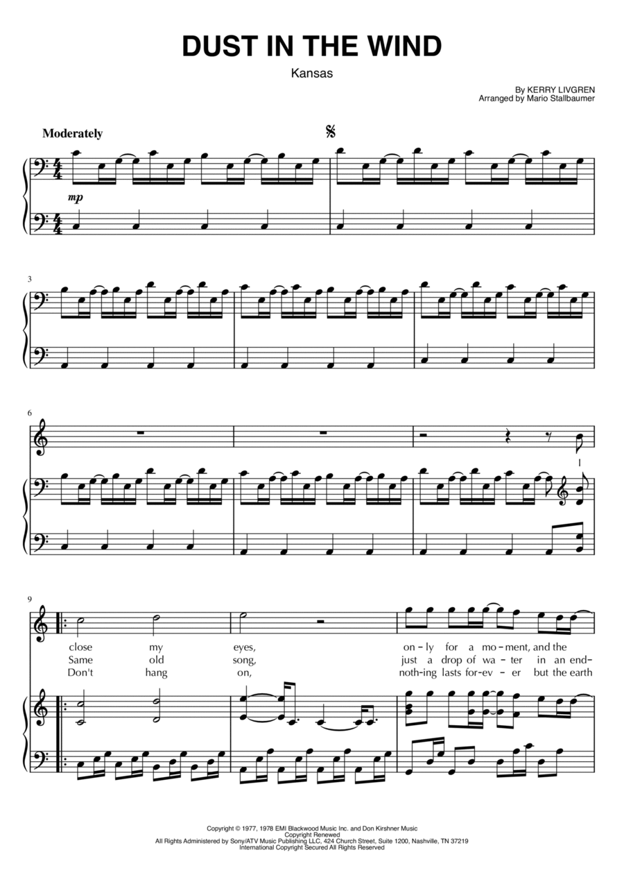 Dust In The Wind Voice scores gallery preview page 1