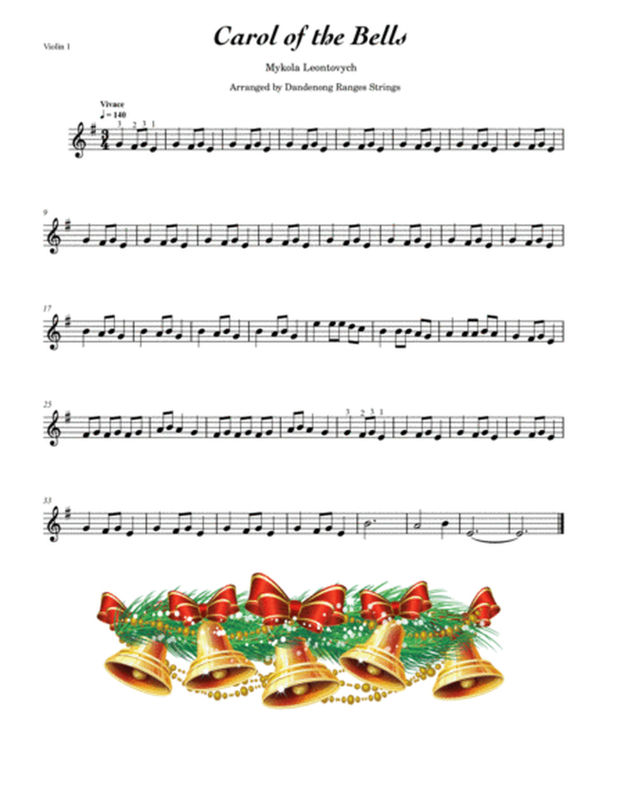 Carol of the Bells for Beginner String Ensemble & Piano image number null
