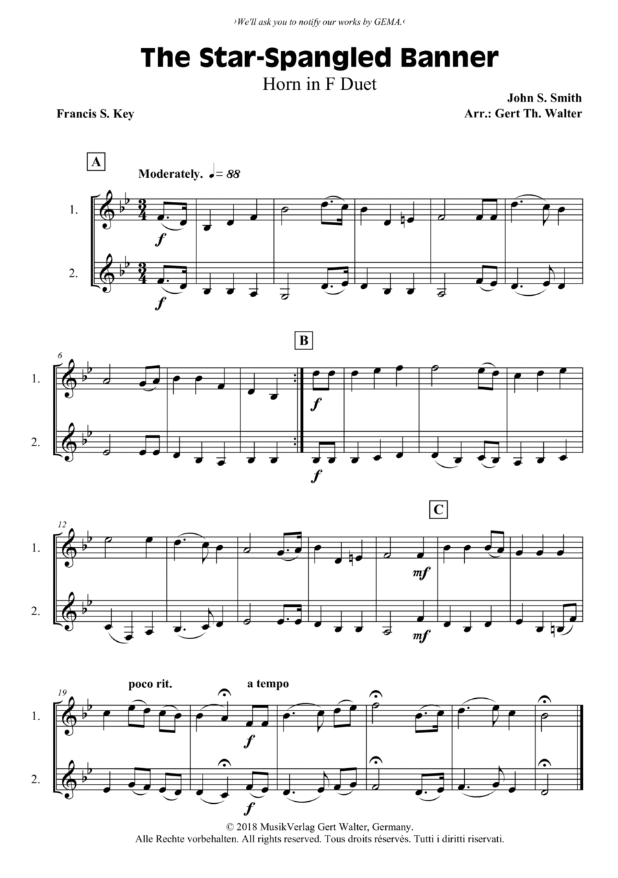 The Star-Spangled Banner Brass Ensemble scores gallery preview page 1