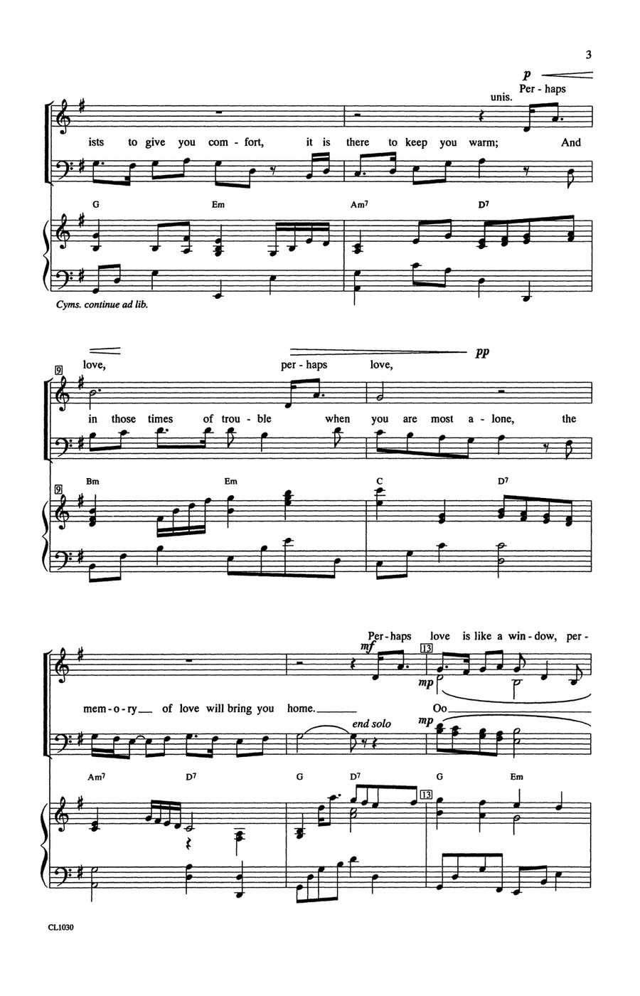 Perhaps Love (arr. Audrey Snyder) 4-Part scores gallery preview page 2
