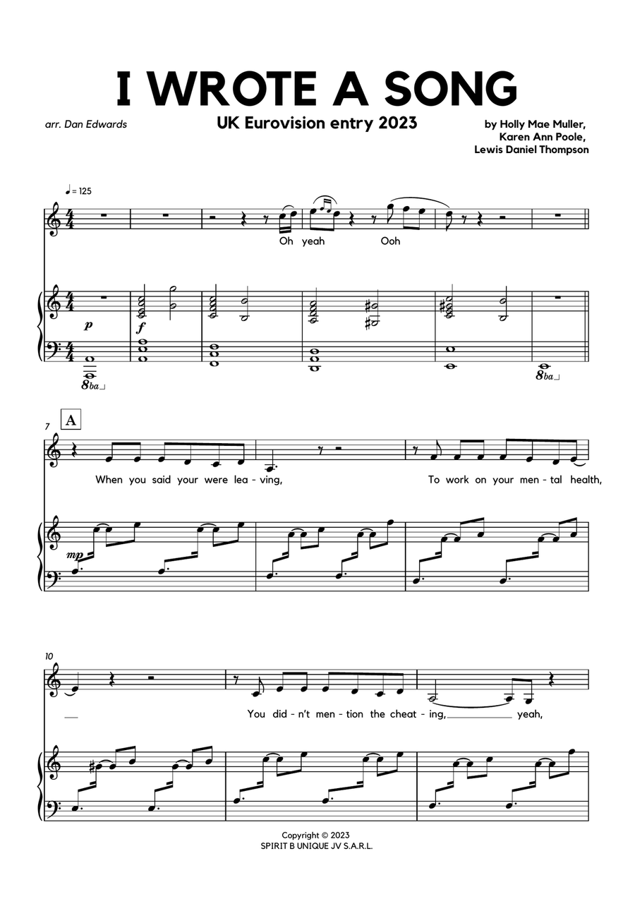 I Wrote A Song Voice scores gallery preview page 1