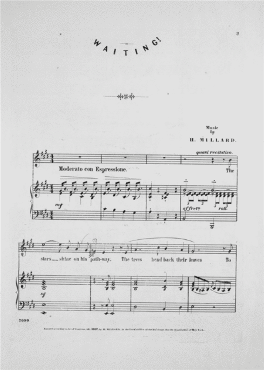 Waiting. Song for Soprano or Tenor with Flute or Violin Obligato Flute scores gallery preview page 2