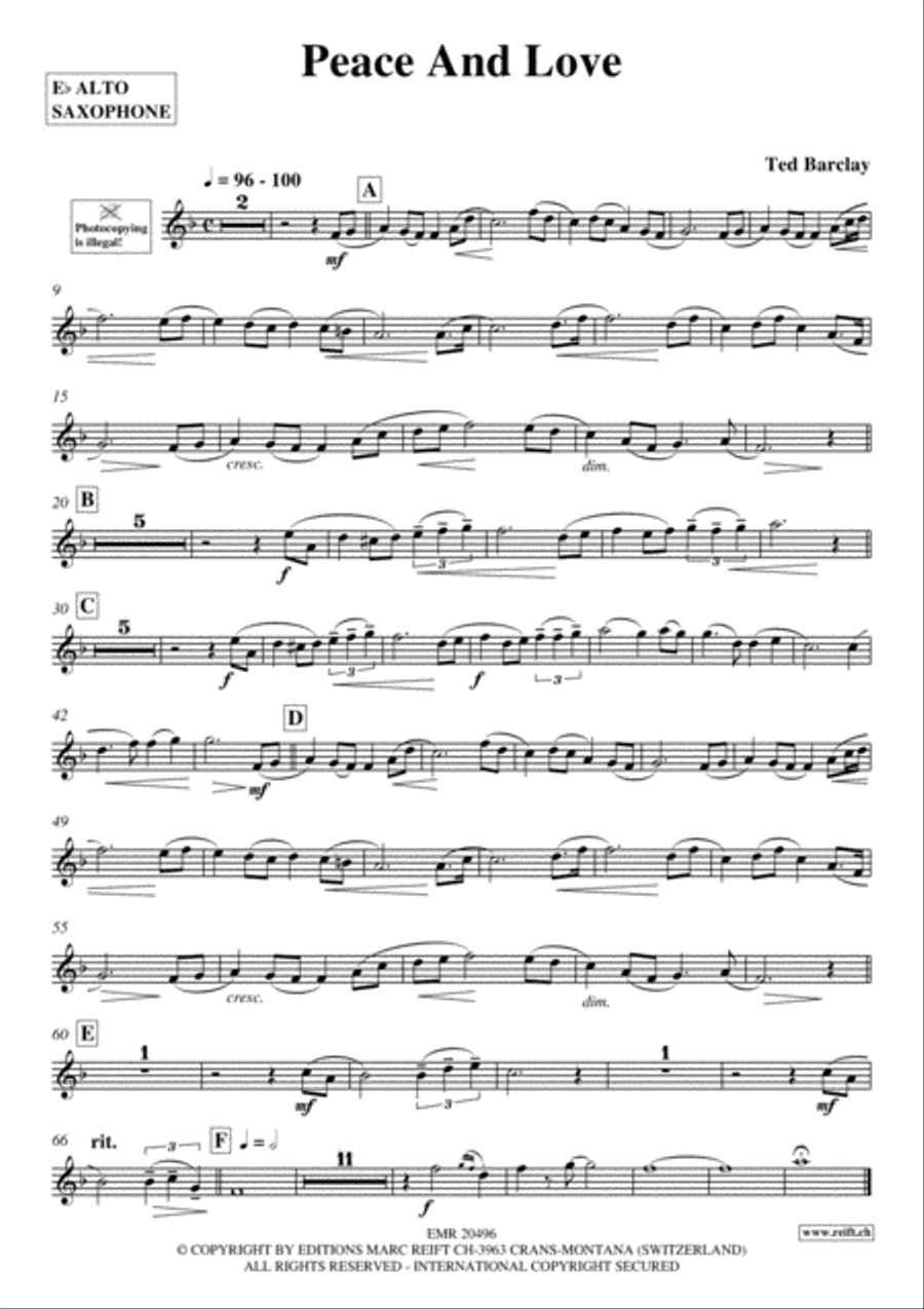 Peace And Love Alto Saxophone scores gallery preview page 2