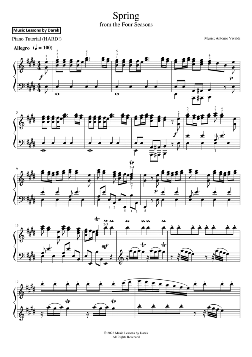 Spring (HARD PIANO) from the Four Seasons [Antonio Vivaldi] image number null