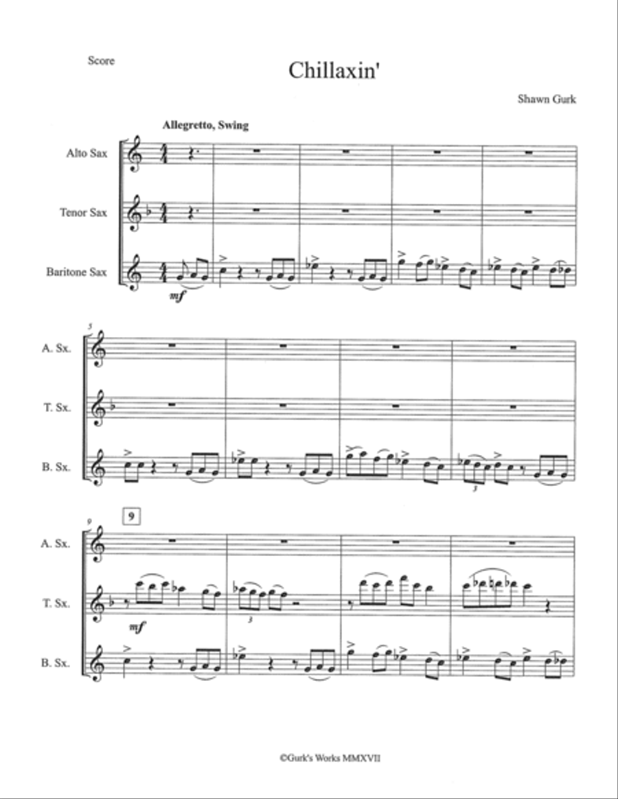 Chillaxin' Woodwind Trio scores gallery preview page 1