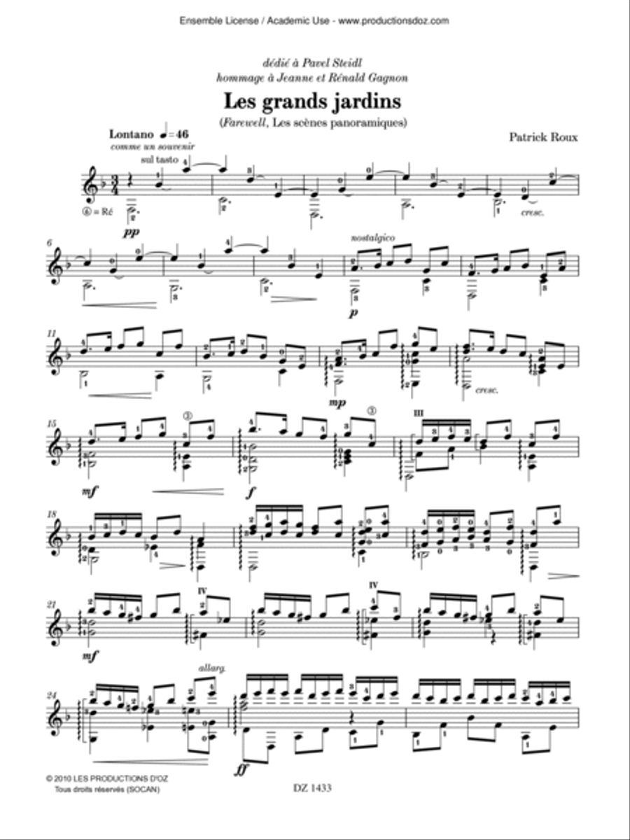Scènes panoramiques - Les grands jardins Classical Guitar scores gallery preview page 2
