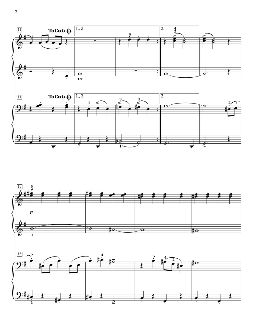 Sleigh Ride Sleigh Ride 1 Piano, 4-Hands scores gallery preview page 2