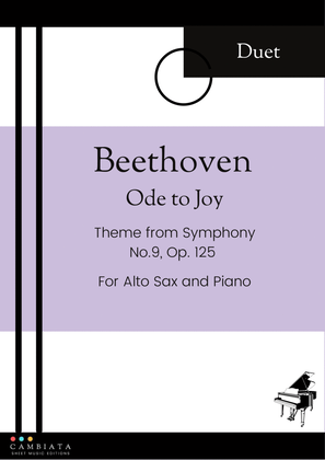 Ode To Joy - Solo Alto Sax and Piano accompaniment (Easy)