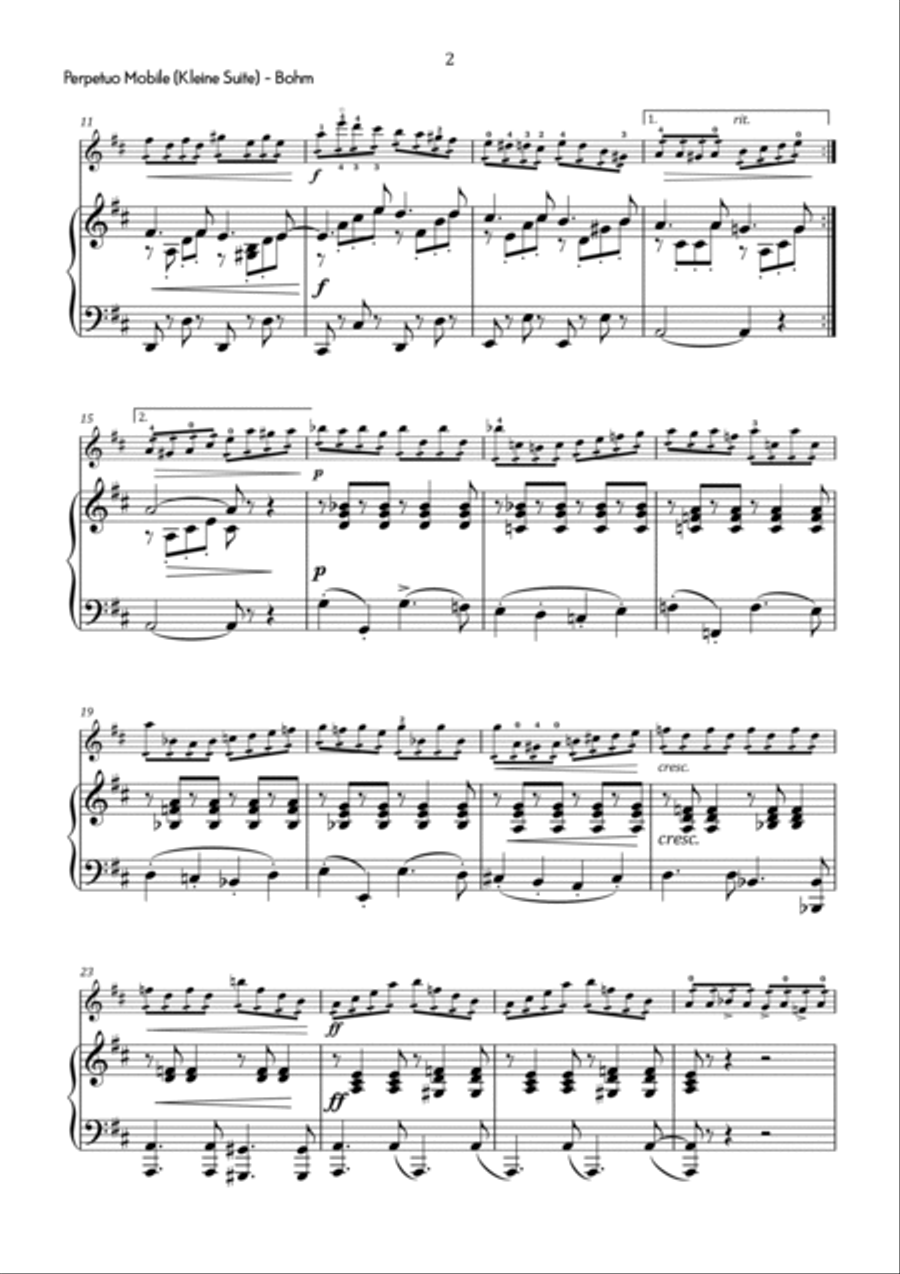 Bohm - Perpetuo Mobile (from Kleine Suite) in D Major - Intermediate Violin Solo scores gallery preview page 3