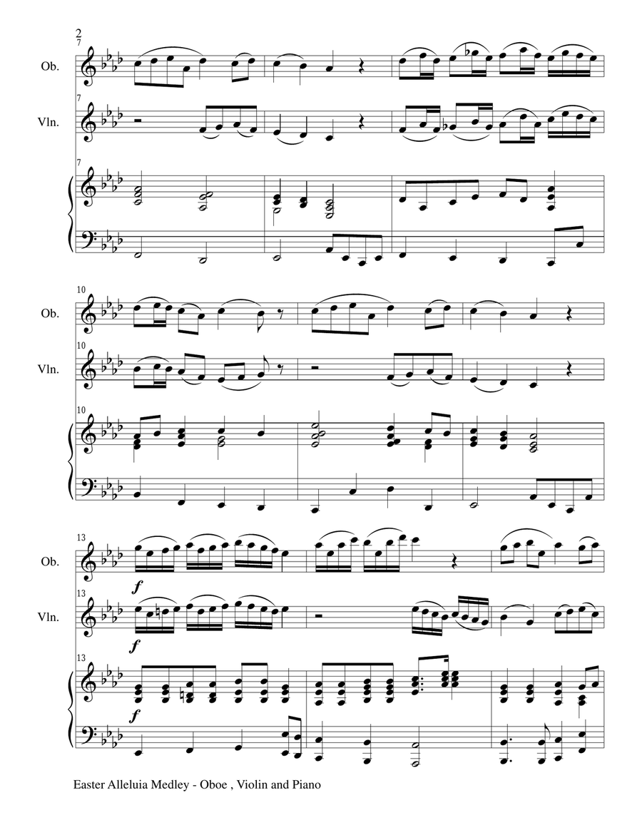 EASTER ALLELUIA MEDLEY (Trio – Oboe, Violin/Piano) Score and Parts Small Ensemble scores gallery preview page 2