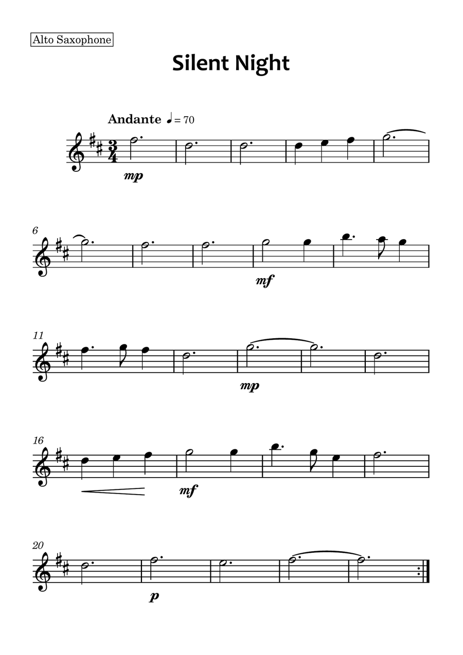 Silent Night Saxophone Quintet scores gallery preview page 4