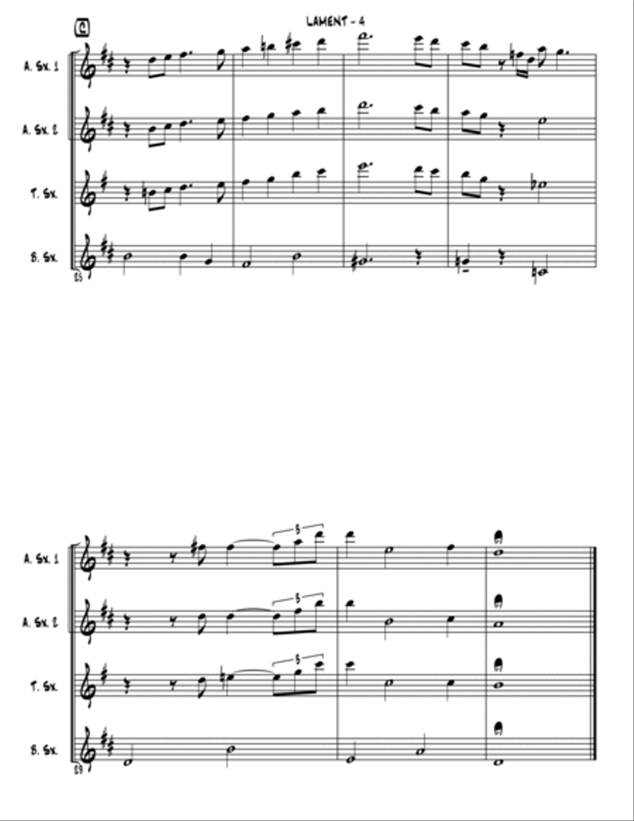 Lament Lament Saxophone Quartet scores gallery preview page 5