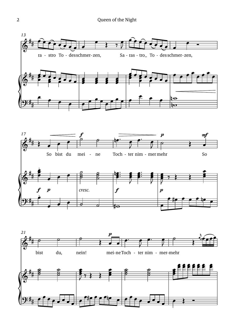 Queen of the Night (aria) - for SOPRANO in B minor Chamber Music scores gallery preview page 2