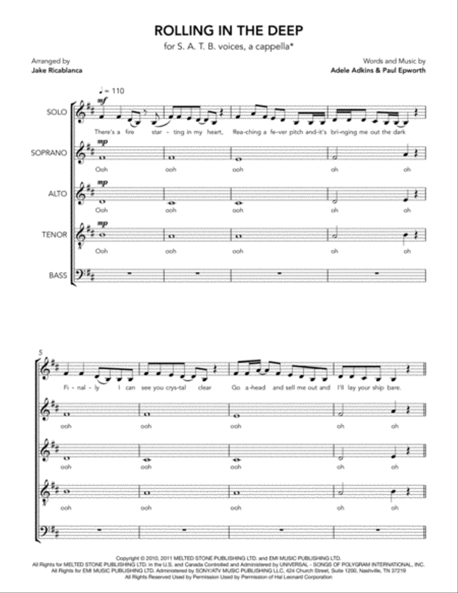 Rolling In The Deep A Cappella scores gallery preview page 1