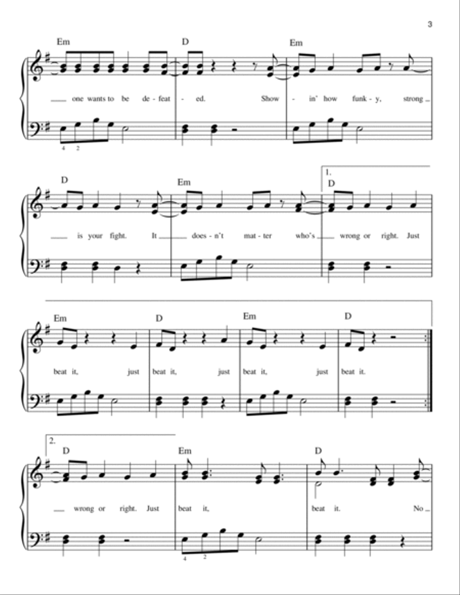 Beat It Easy Piano scores gallery preview page 3