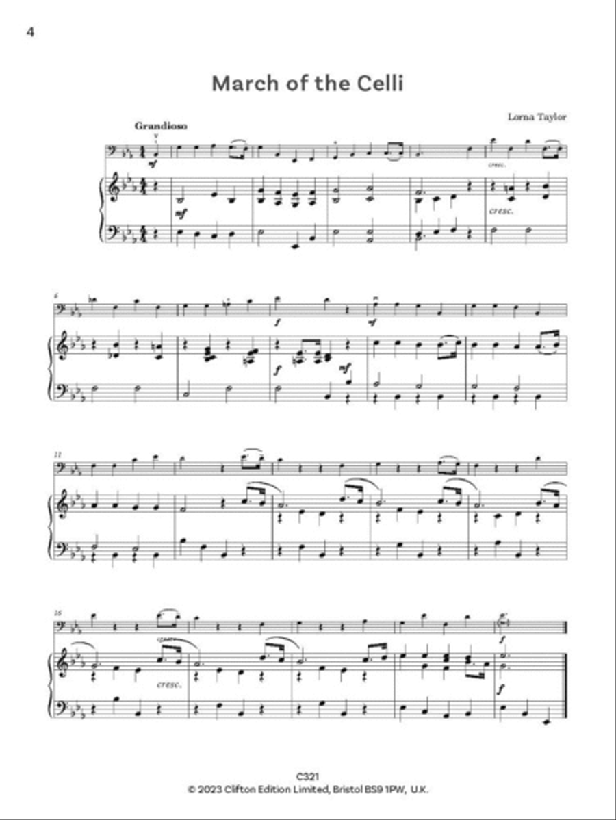 Taylor-Made Pieces for Cello Positions Piano Accompaniment scores gallery preview page 2