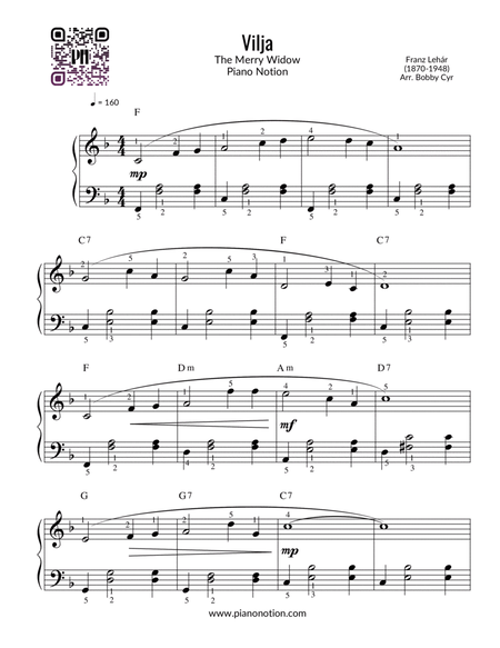 Vilja - The Merry Widow (Piano Solo)