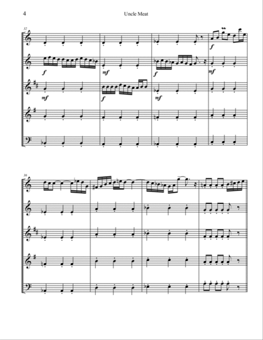 Uncle Meat Uncle Meat Woodwind Quintet scores gallery preview page 4