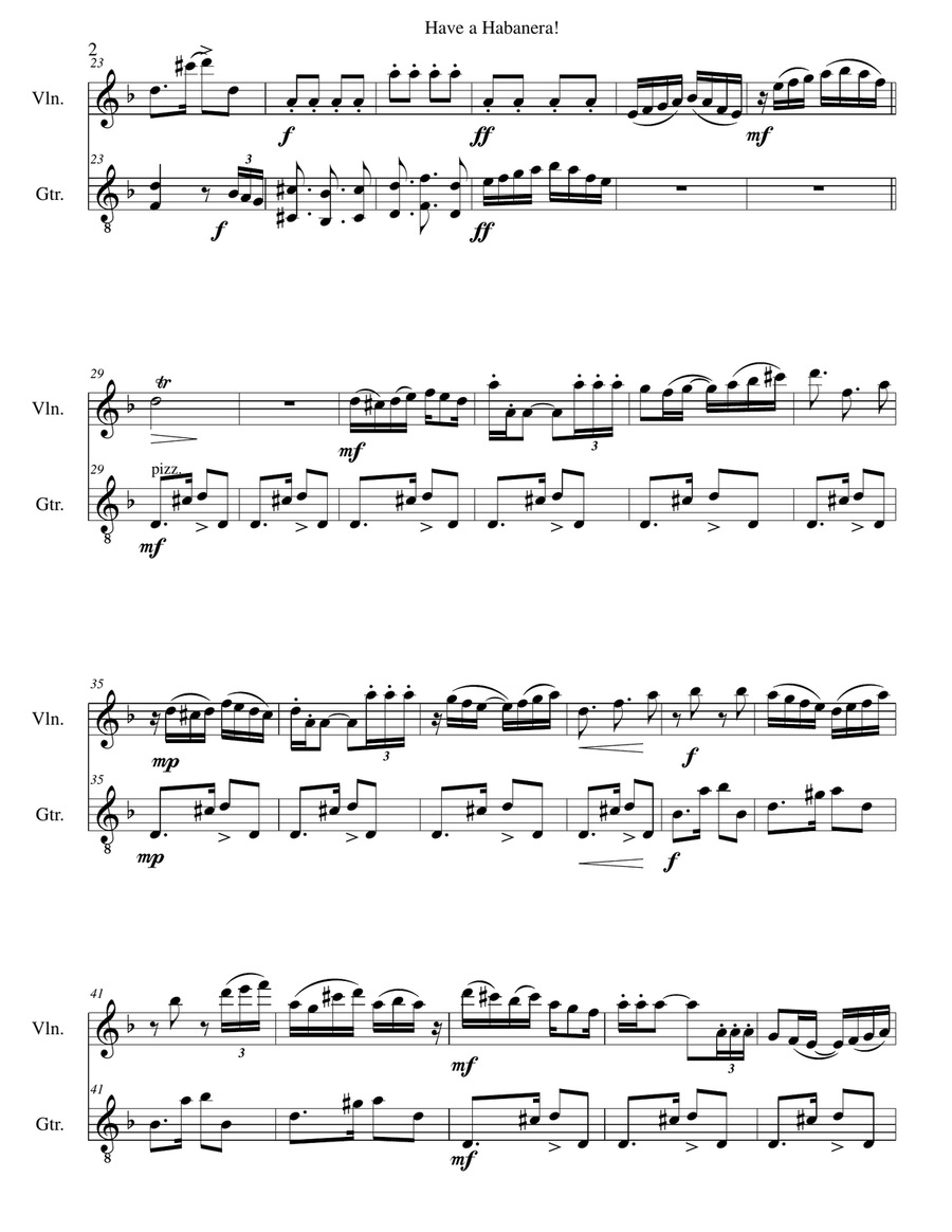 Have a Habanera for violin and guitar String Duet scores gallery preview page 2