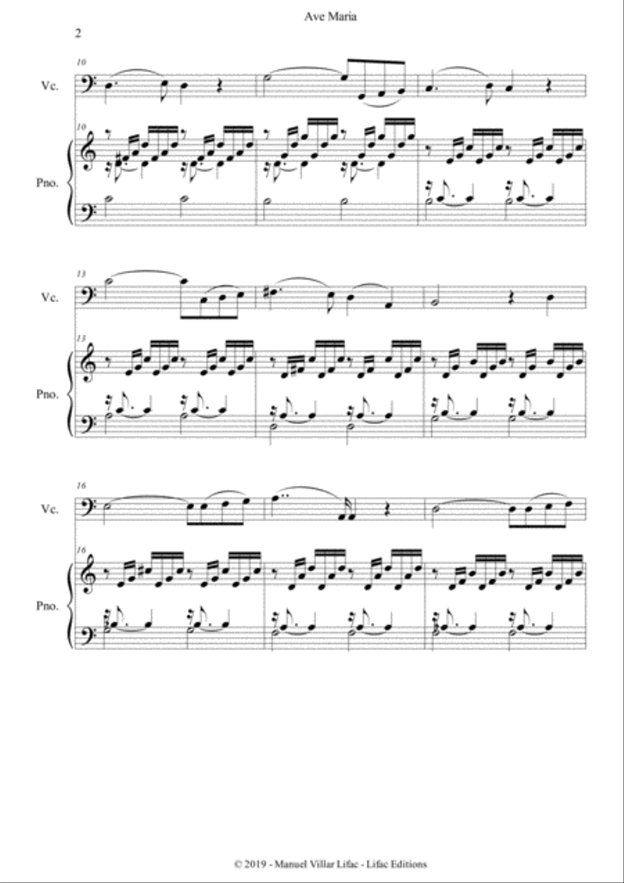 Ave María - Cello and Piano Duet - J.S. Bach & Charles Gounod Piano Accompaniment scores gallery preview page 2