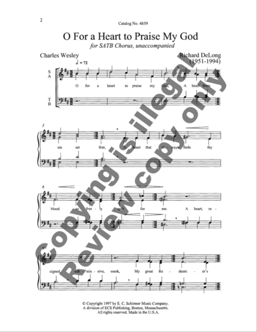 O For a Heart to Praise My God 4-Part scores gallery preview page 3