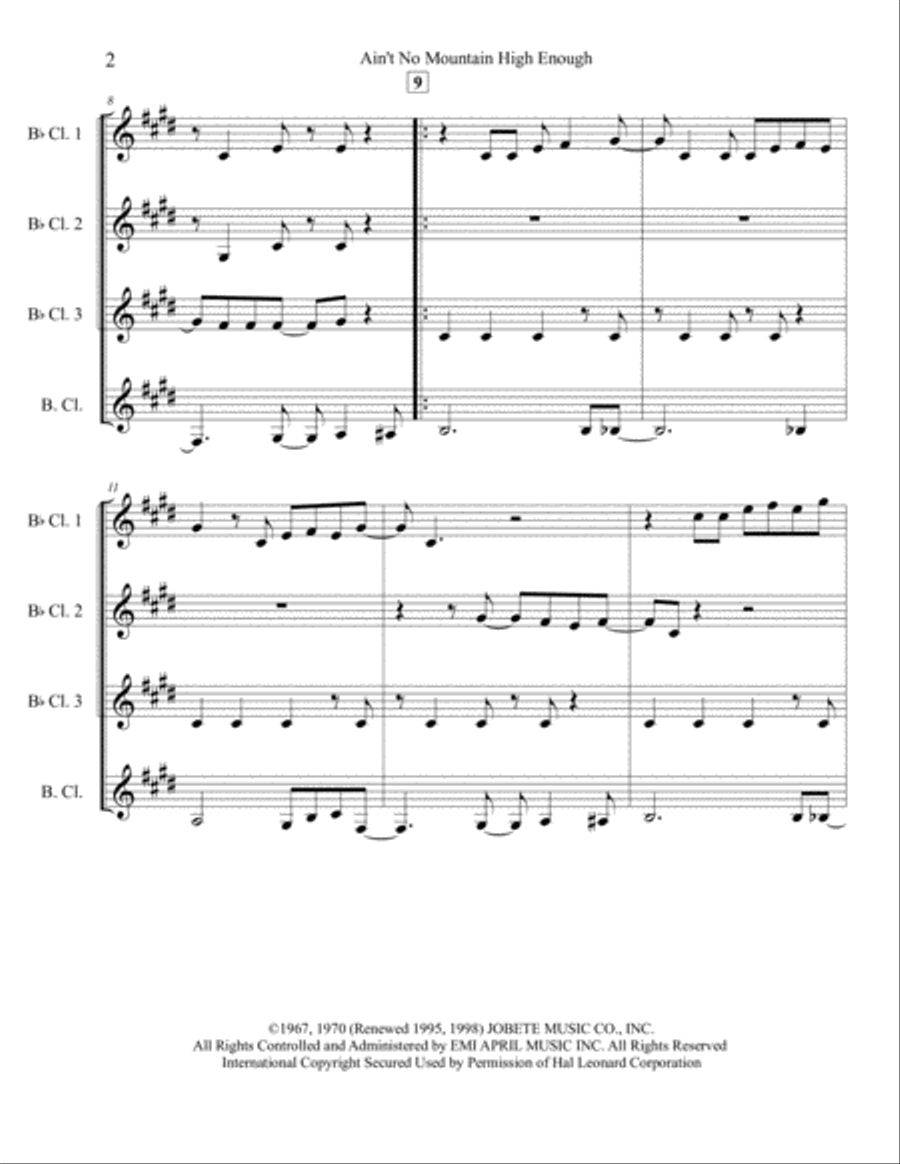 Ain't No Mountain High Enough Woodwind Quartet scores gallery preview page 3
