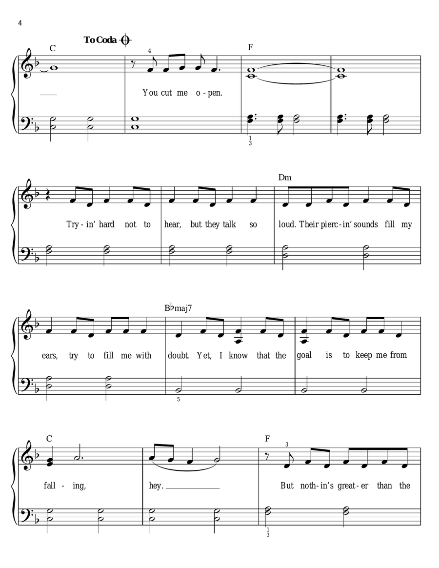 Bleeding Love Easy Piano scores gallery preview page 4