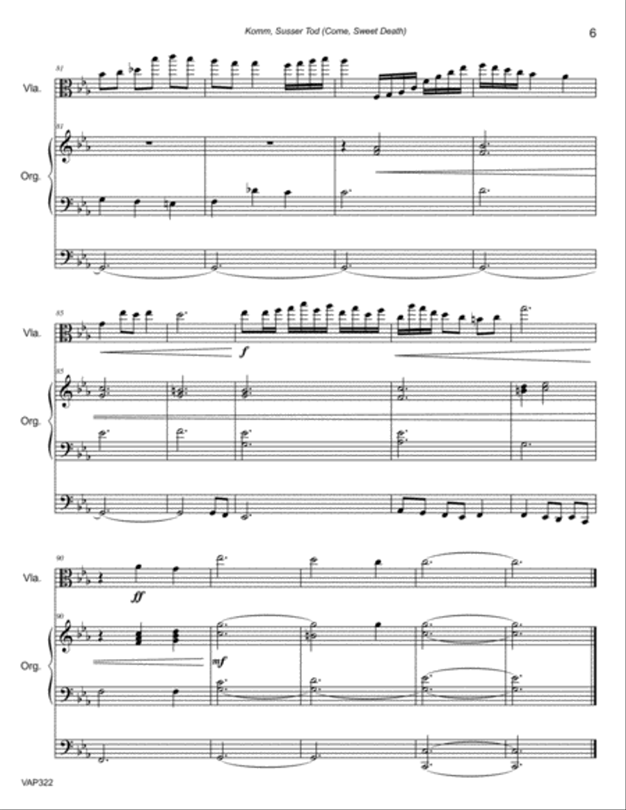 KOMM, SUSSER TOD (J.S. Bach BWV478) - VIOLA SOLO with Organ Accompaniment String Duet scores gallery preview page 6
