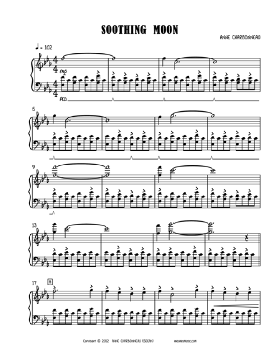 Soothing Moon Piano Solo scores gallery preview page 1