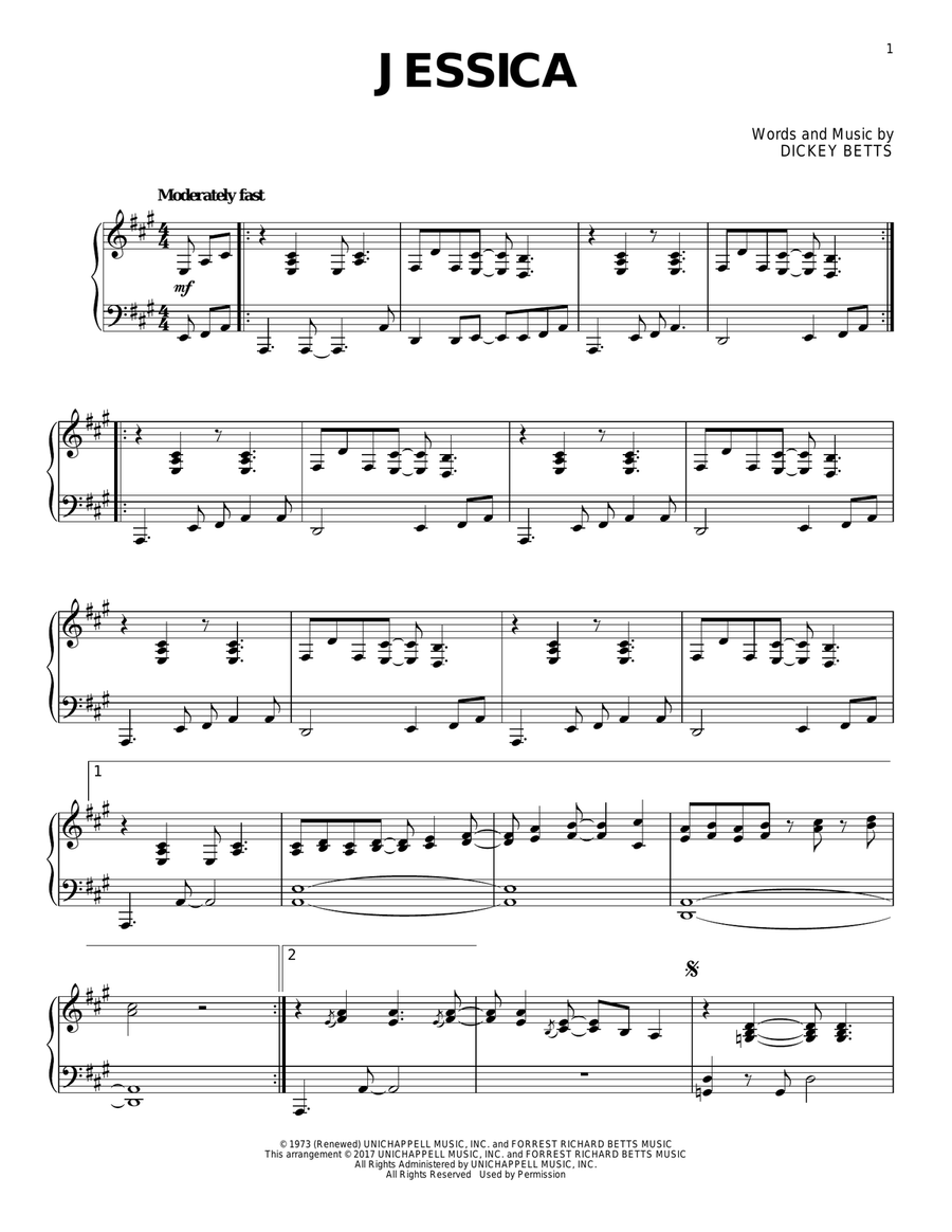 Jessica Jessica Piano Solo scores gallery preview page 1