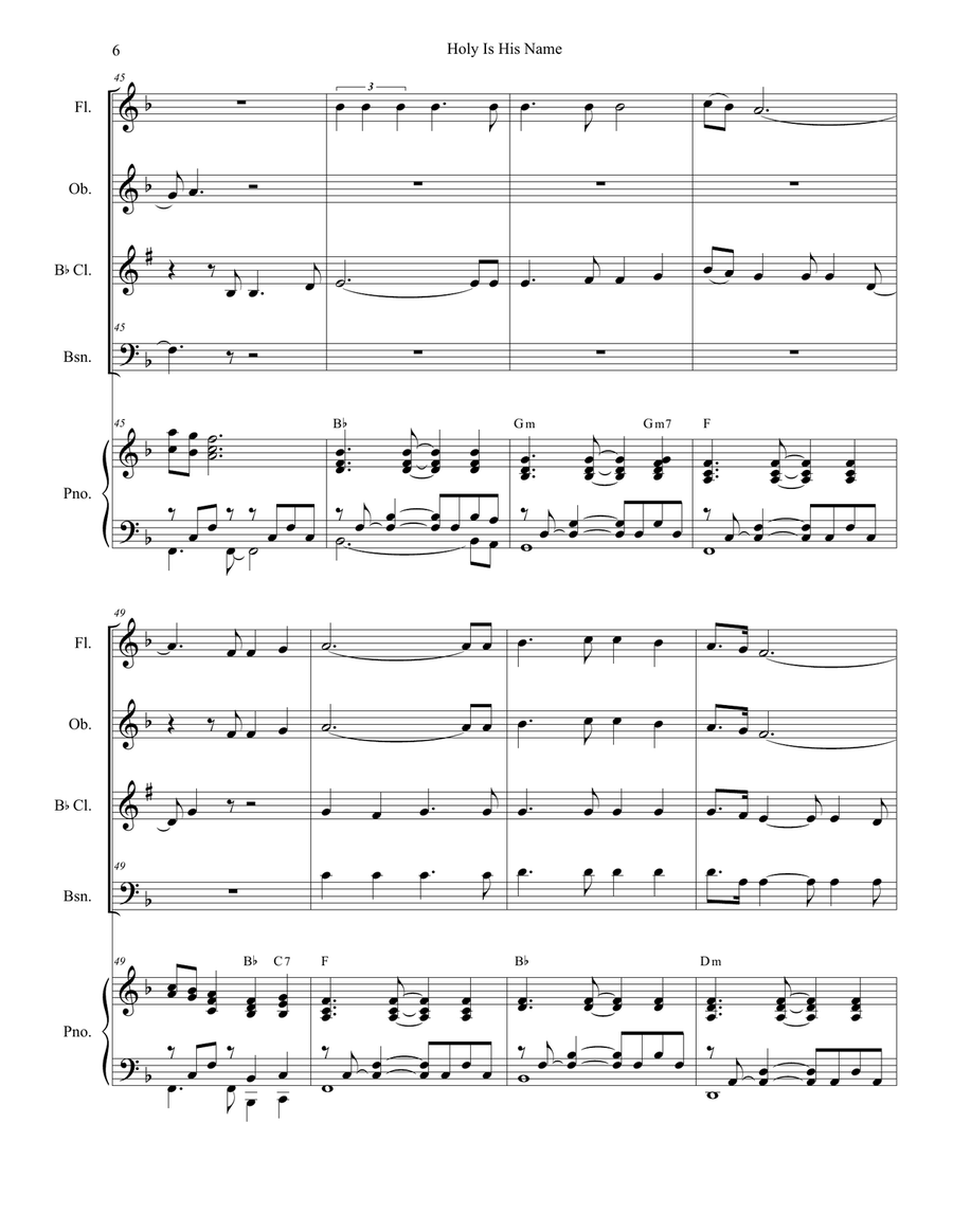 Holy Is His Name Holy Is His Name Woodwind Quartet scores gallery preview page 6