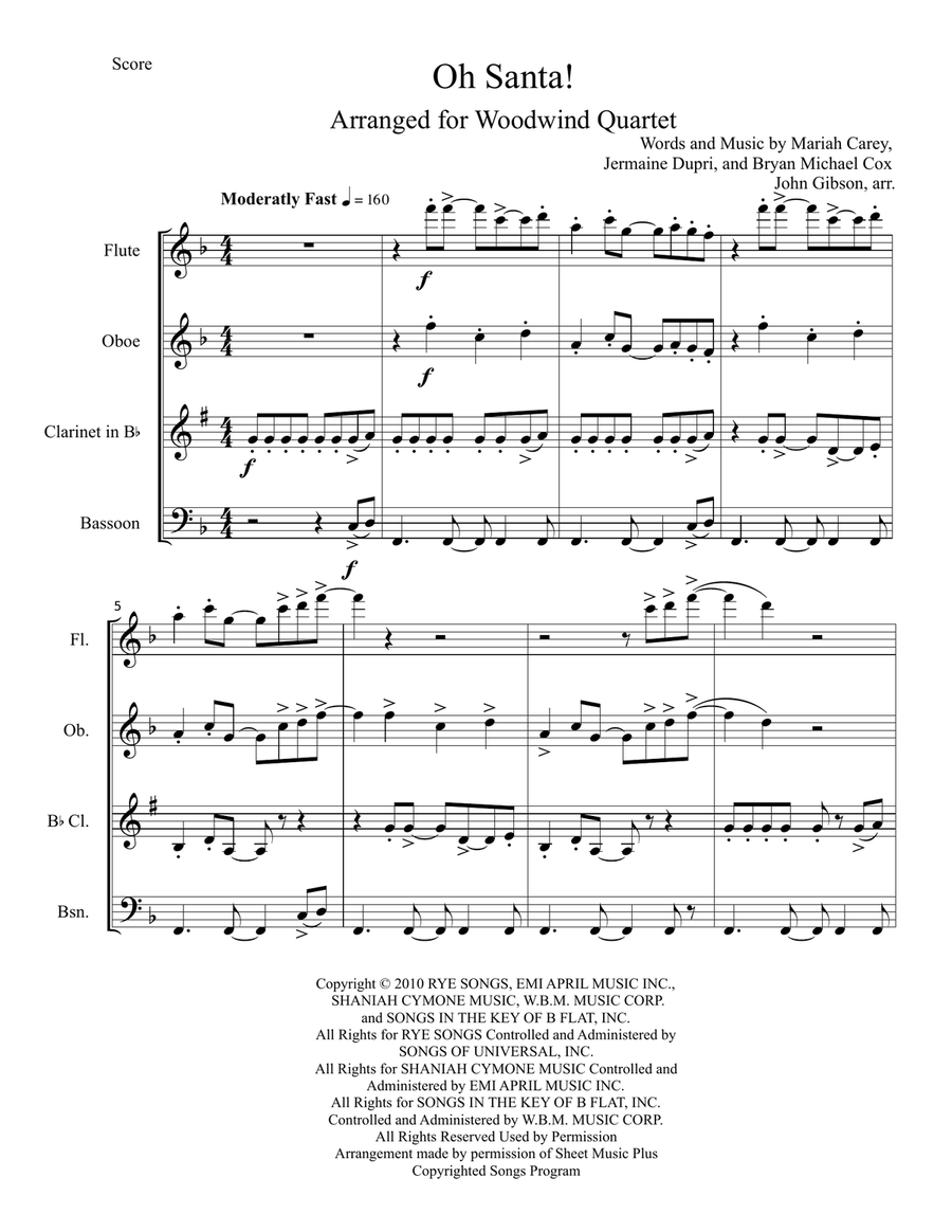 Oh Santa! Woodwind Quartet scores gallery preview page 2