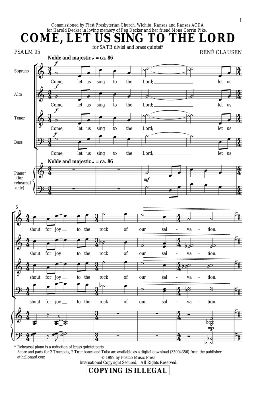 Come, Let Us Sing To The Lord