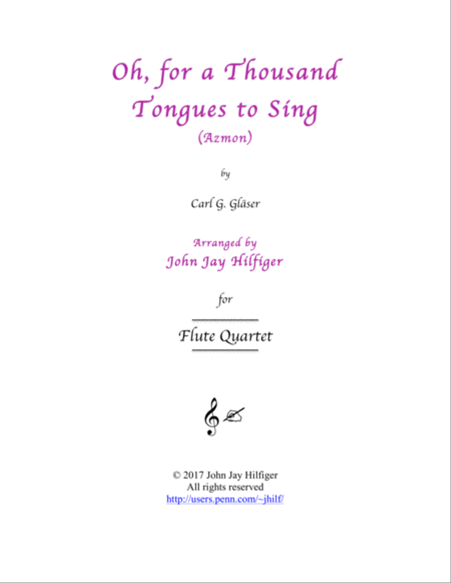 Oh, for a Thousand Tongues to Sing (Flute Quartet) Flute Quartet scores gallery preview page 1