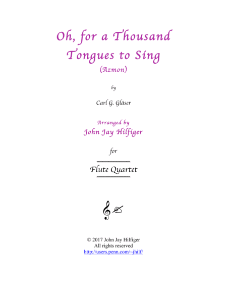 Oh, for a Thousand Tongues to Sing (Flute Quartet) image number null