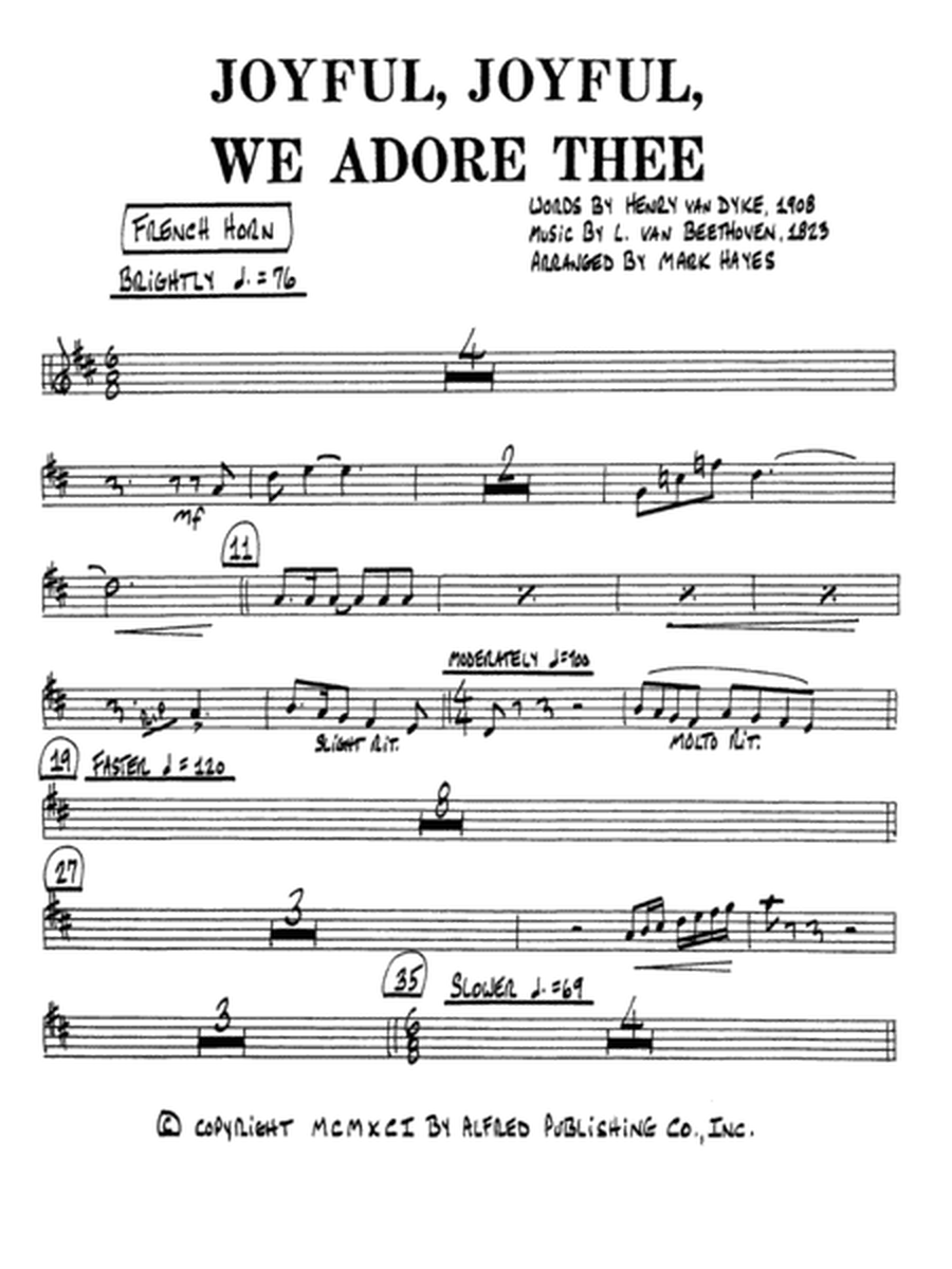 Joyful, Joyful, We Adore Thee: 1st F Horn