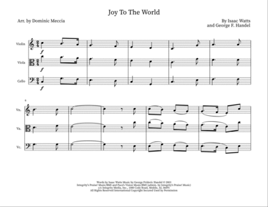Joy To The World Joy To The World String Trio scores gallery preview page 1