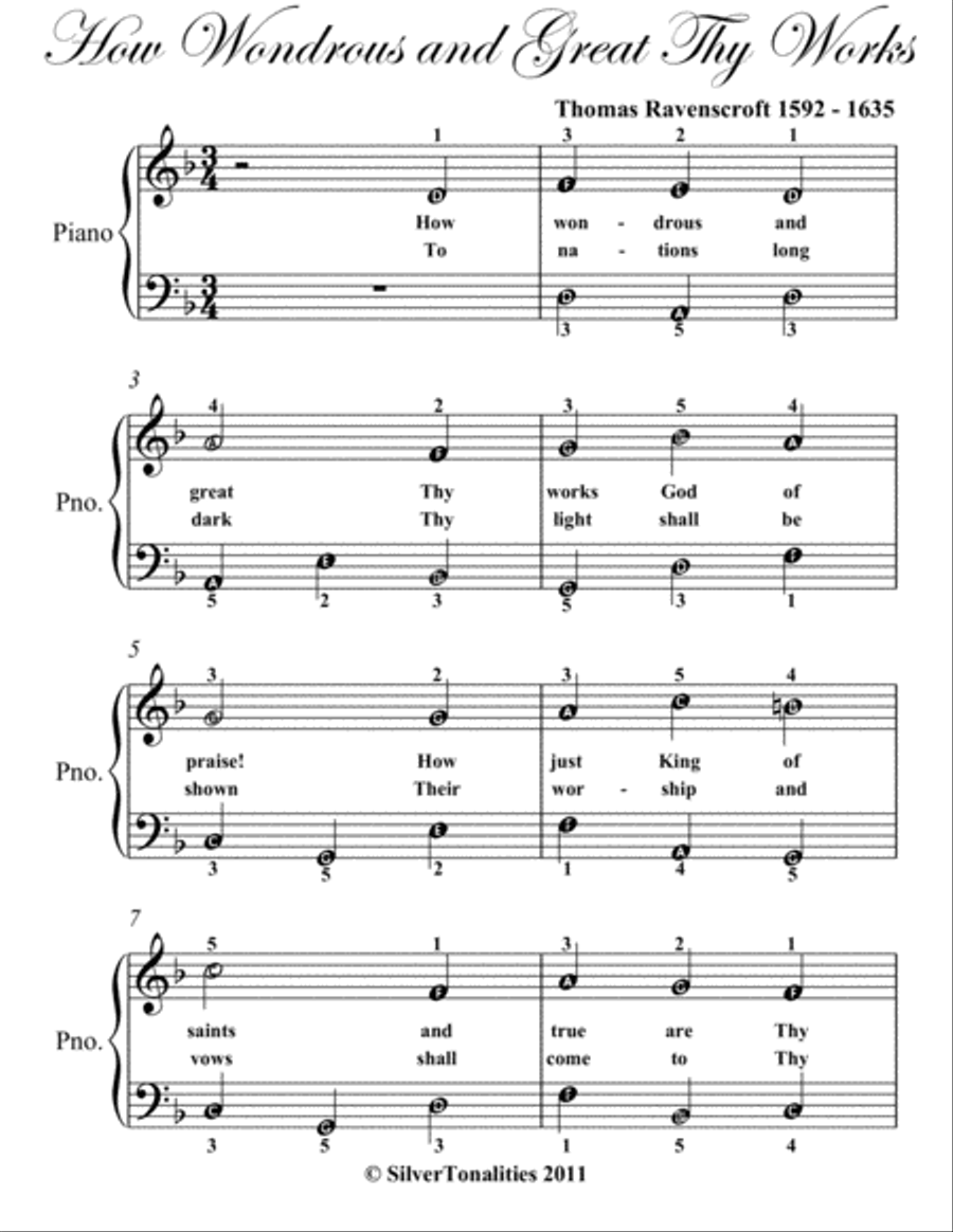 How Wondrous and Great Thy Works Easy Piano Sheet Music Easy Piano scores gallery preview page 2