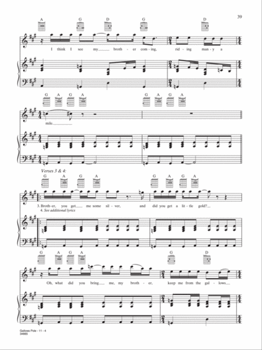 Gallows Pole Gallows Pole Piano, Vocal, Guitar scores gallery preview page 4