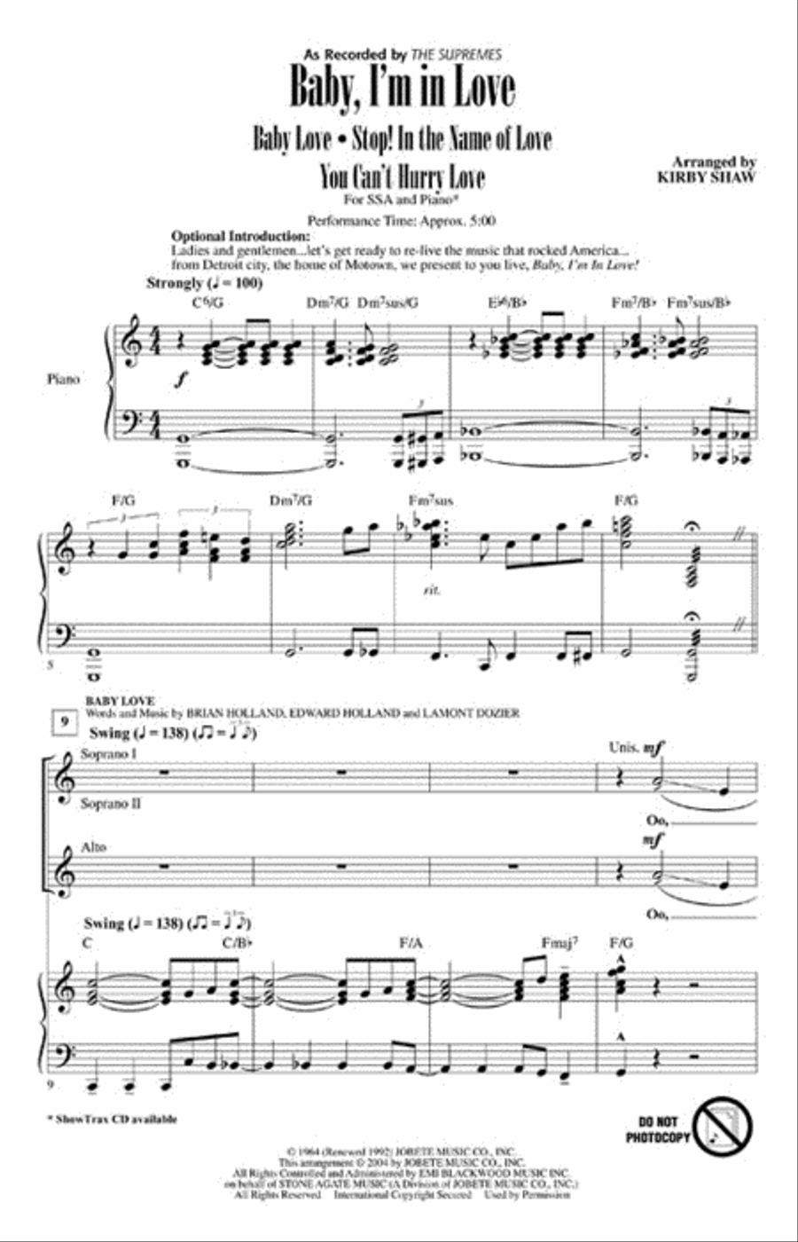 Baby, I'm in Love Baby, I'm in Love SSA scores gallery preview page 2