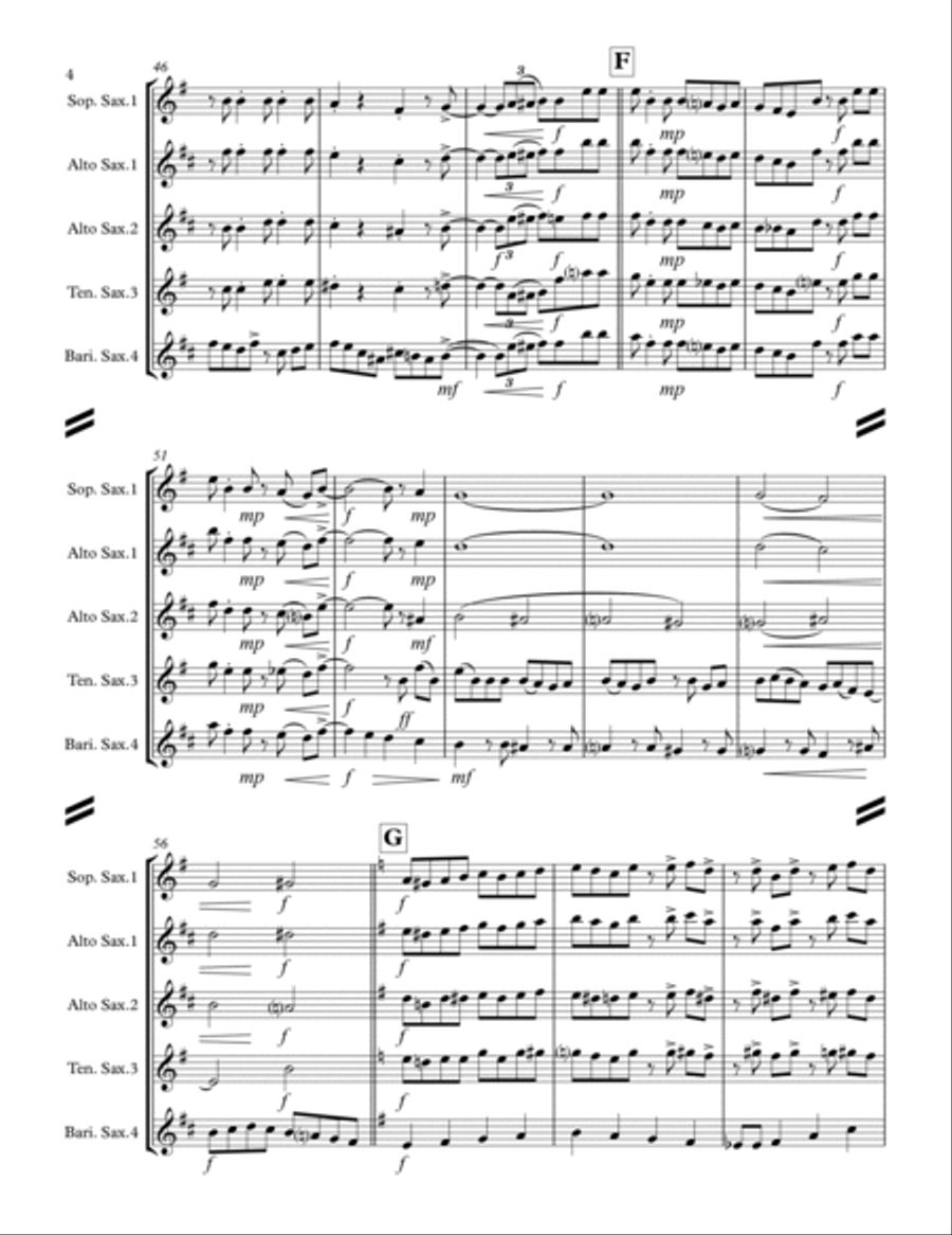 Joshua Fought the Battle of Jericho (for Saxophone Quartet SATB or AATB) Saxophone Quartet scores gallery preview page 5