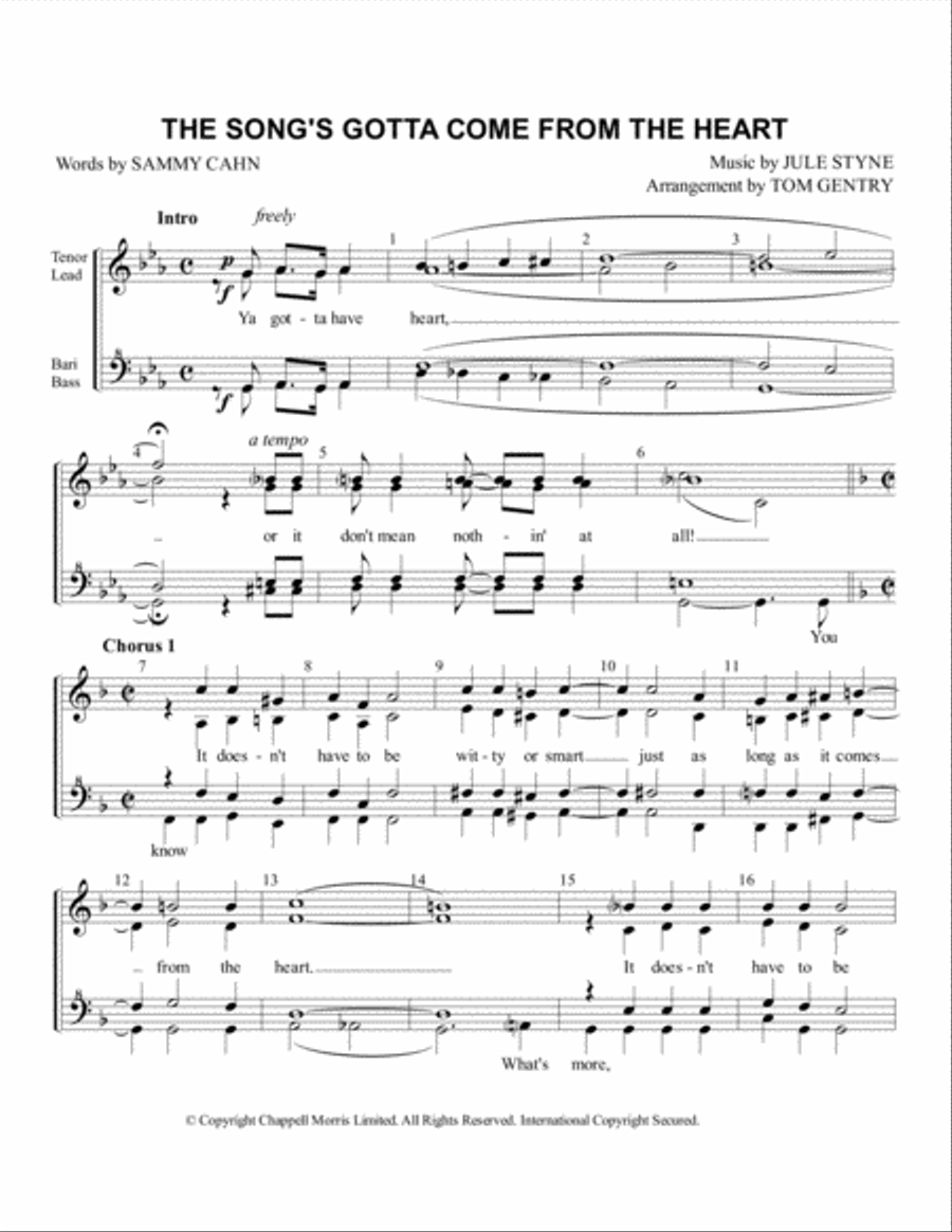 The Song's Gotta Come From The Heart SSAA scores gallery preview page 1