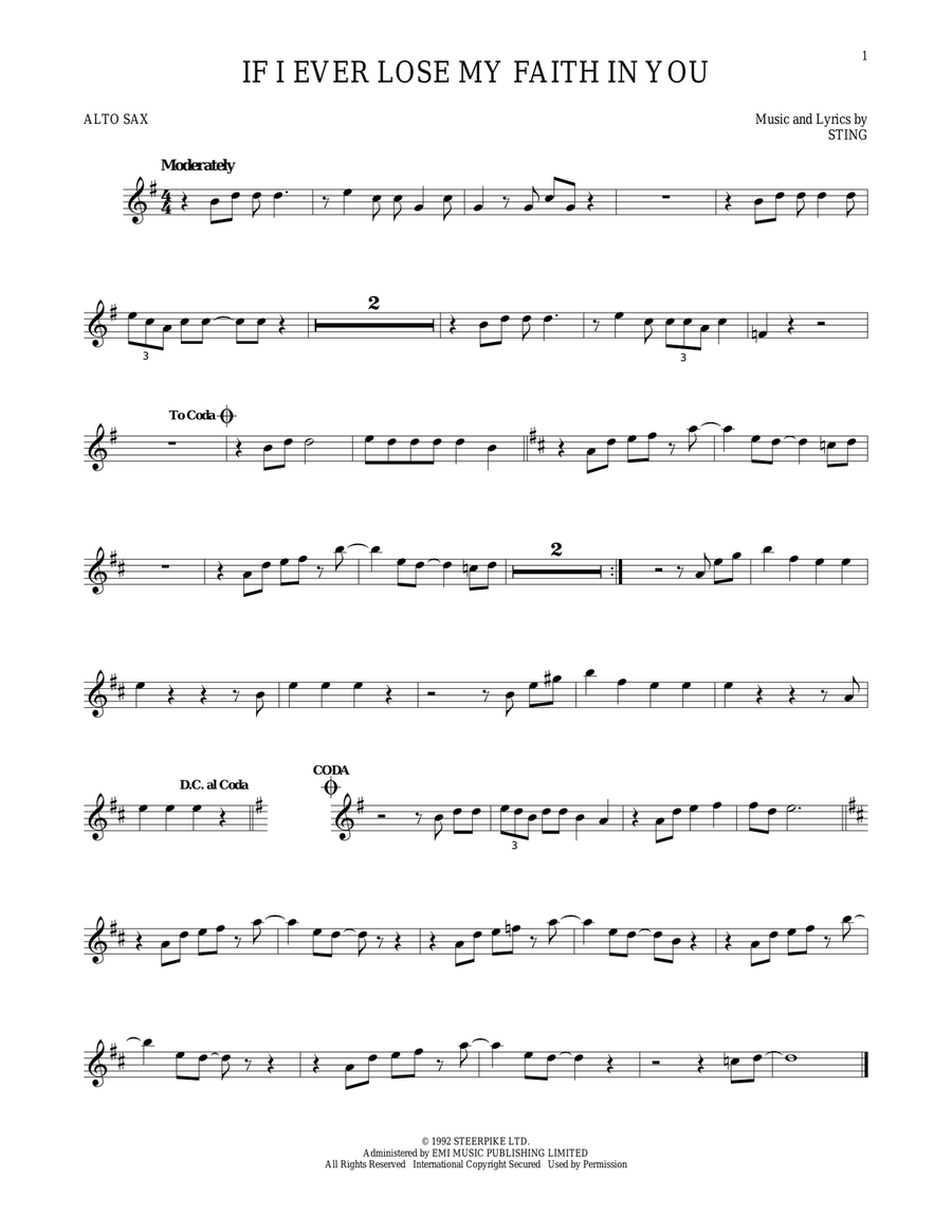 If I Ever Lose My Faith In You Alto Saxophone scores gallery preview page 1