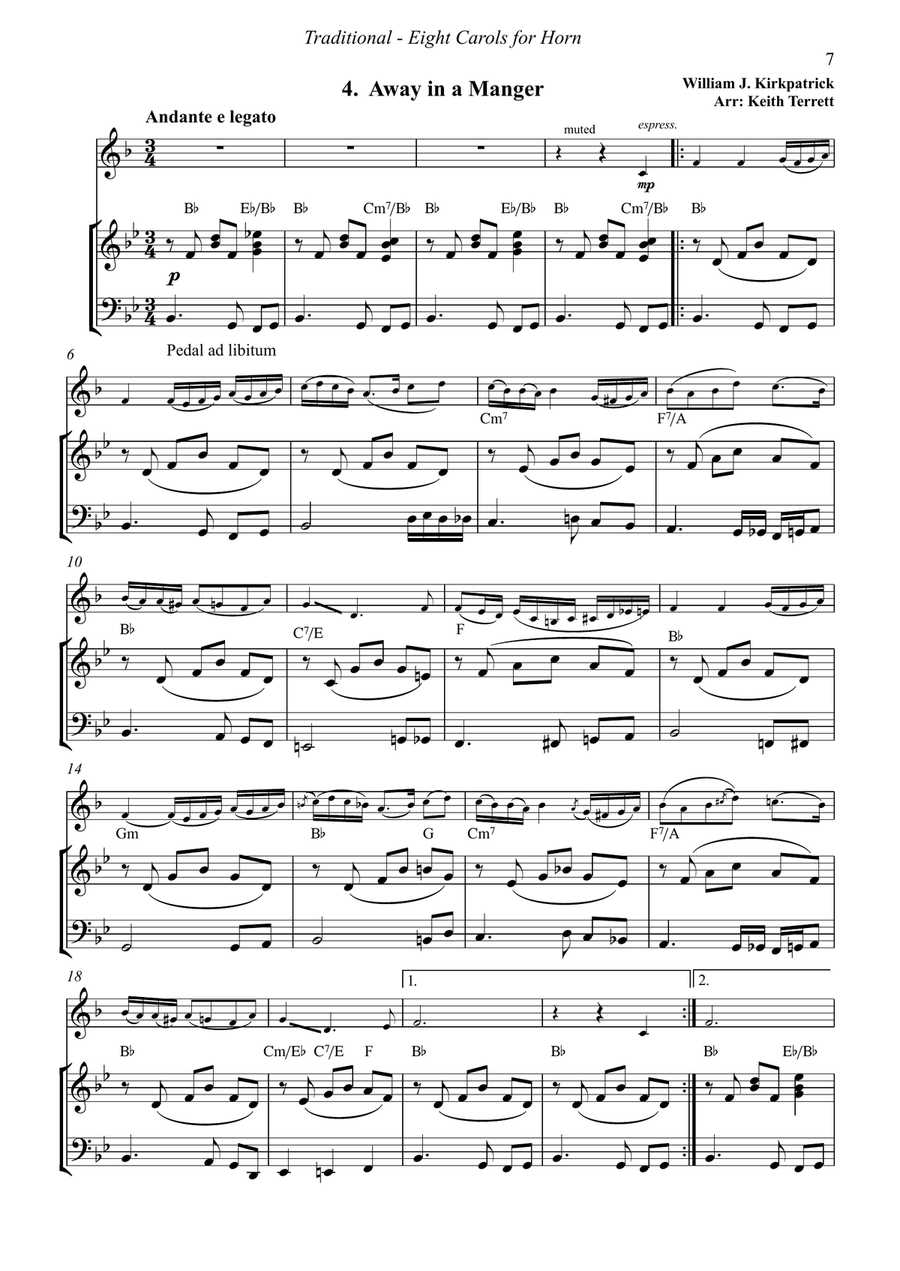 Eight Christmas Carols for French Horn and Piano Piano scores gallery preview page 6