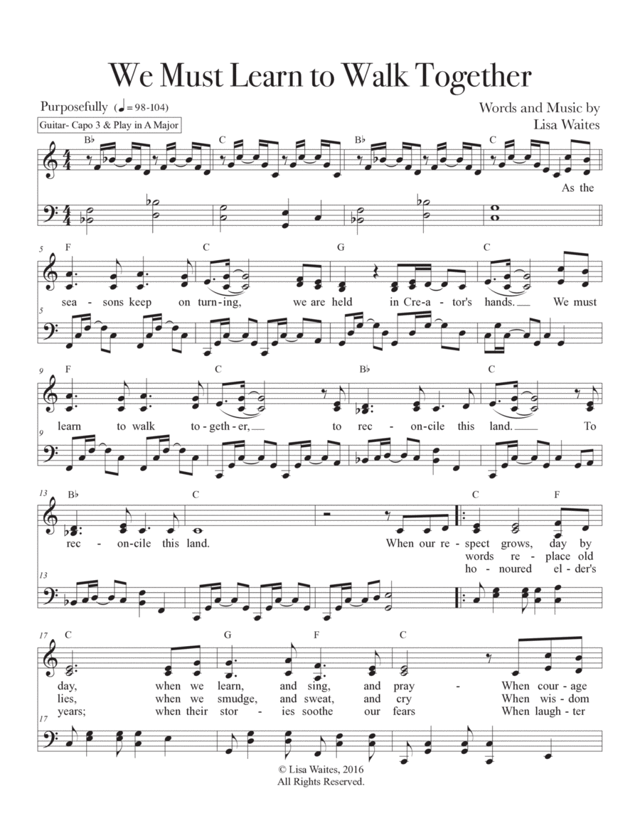 We Must Learn to Walk Together Piano, Vocal, Guitar scores gallery preview page 1