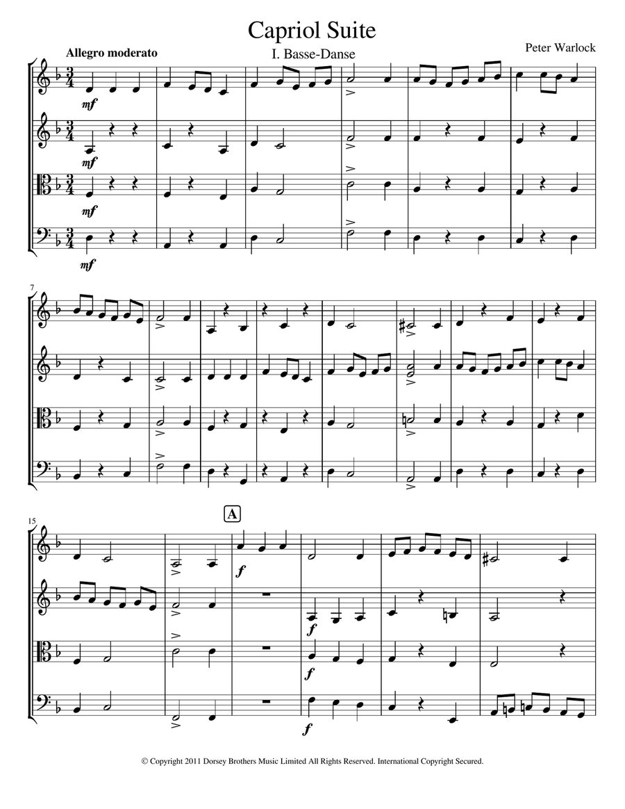Capriol Suite Capriol Suite String Quartet scores gallery preview page 3